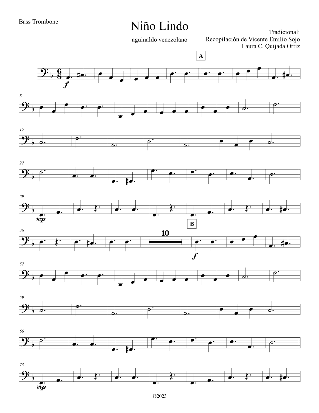 Niño Lindo. AGUINALDO VENEZOLANO. Intermediate level children full orchestra. WINDS & PERC PARTS. (arr. Laura C. Quijada Ortíz)