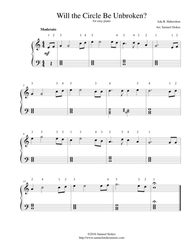 Will the Circle Be Unbroken? - for easy piano (arr. SamuelStokesMusic.com)
