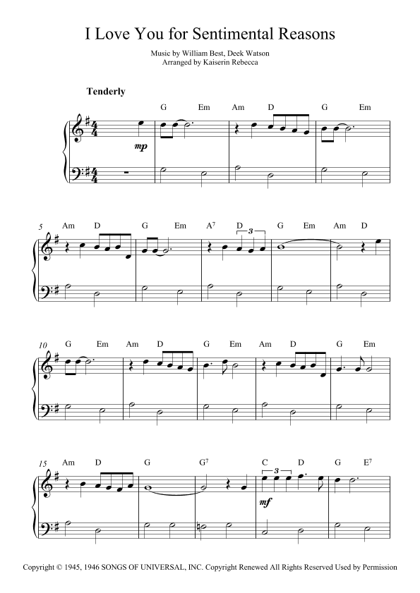 (i Love You) For Sentimental Reasons (arr. Kaiserin Rebecca)