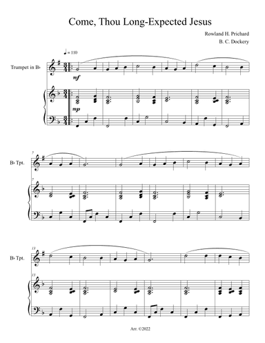 Come, Thou Long-Expected Jesus (Trumpet Solo with Piano Accompaniment) (arr. B. C. Dockery)