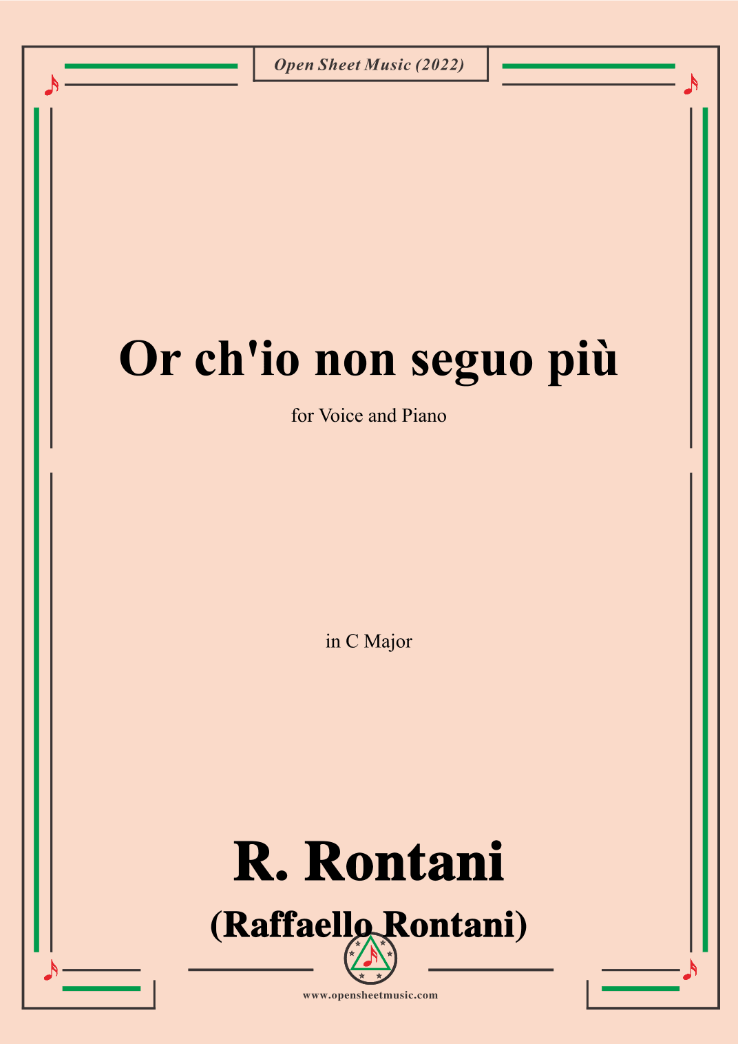 R. Rontani-Or ch'io non seguo più,in C Major (arr. OSM Press)