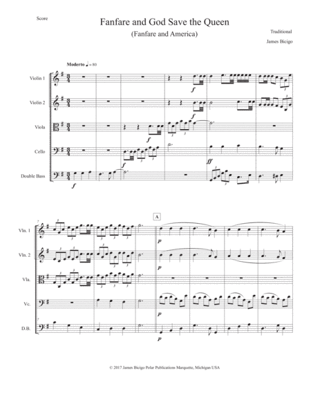 Fanfare and God Save the Queen (America) (arr. James Bicigo)