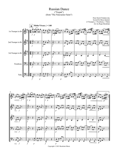 Russian Dance ("Trepak") (from "The Nutcracker Suite") (F) (Brass Quintet - 3 Trp, 1 Trb, 1 Tuba) (arr. Regis Bookshar)