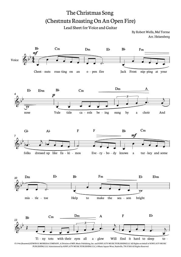 The Christmas Song (chestnuts Roasting On An Open Fire) (arr. Heisenberg)