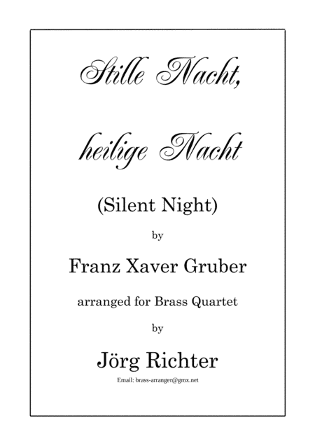 Stille Nacht, heilige Nacht für Blechbläser Quartett (arr. Jörg Richter)