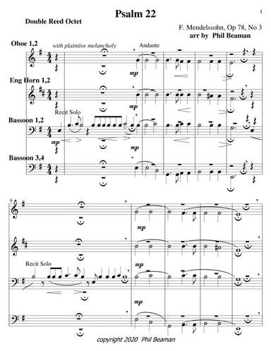 Psalm 22-Mendelssohn-Double Reed octet (arr. Phil Beaman)