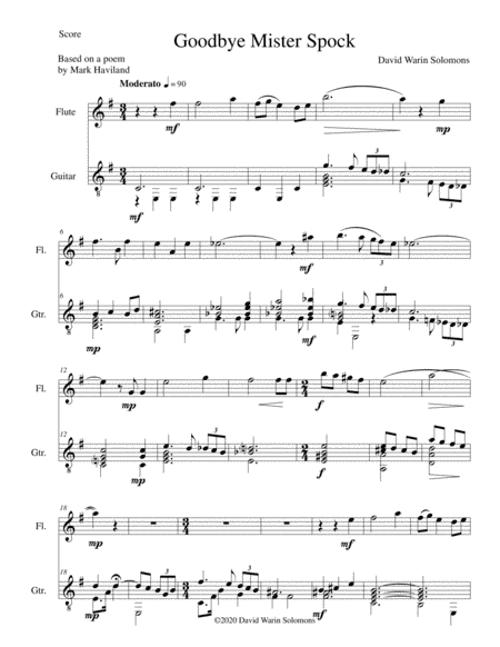 Goodbye Mister Spock for flute and guitar