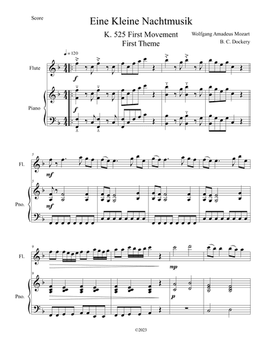 Eine Kleine Nachtmusik (A Little Night Music) K. 525 Mvmt. I for Flute Solo with Piano Accompaniment (arr. B. C. Dockery)
