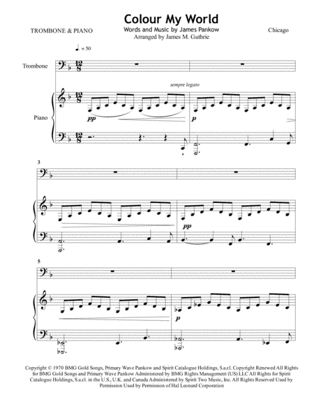 Colour My World (arr. James M. Guthrie, ASCAP)