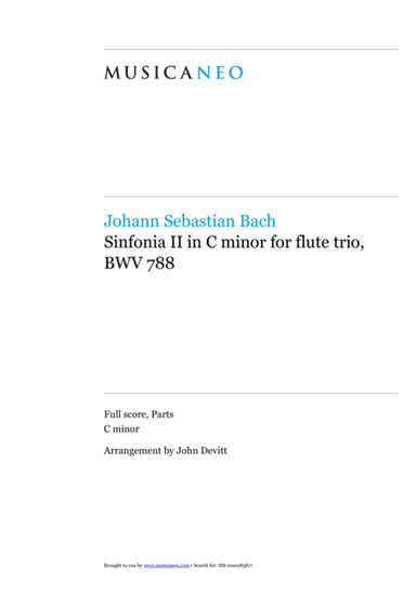 Sinfonia II, BWV 788 by J.S. Bach for flute trio (arr. John Devitt)