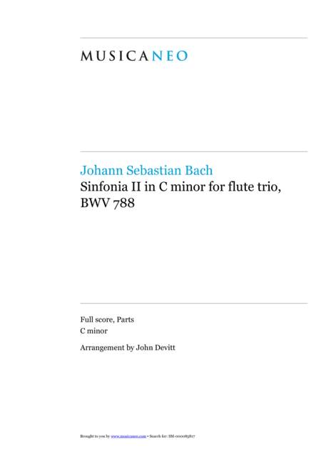 Sinfonia II, BWV 788 by J.S. Bach for flute trio (arr. John Devitt)