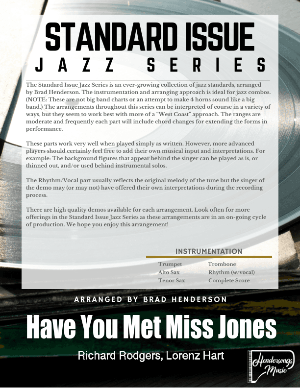 Have You Met Miss Jones? (arr. Brad Henderson)