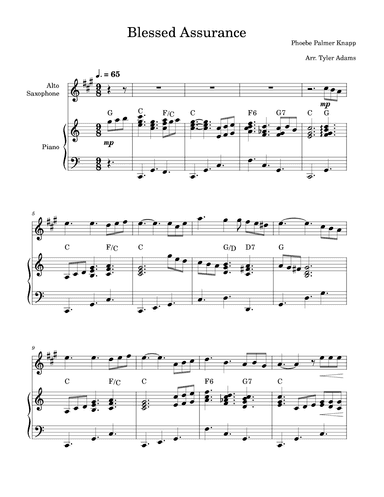 Blessed Assurance (Alto Sax and Piano) (arr. Tyler Adams)
