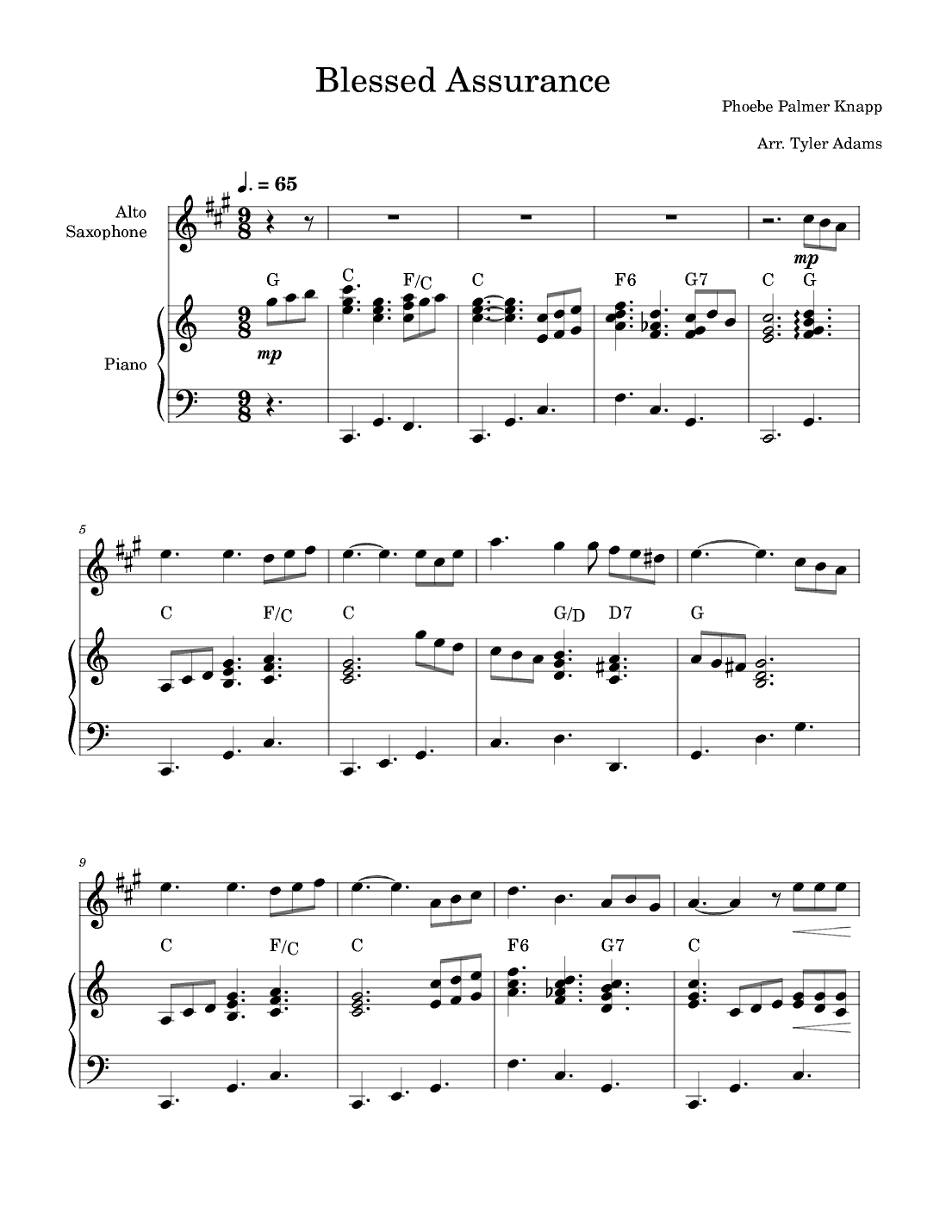 Blessed Assurance (Alto Sax and Piano) (arr. Tyler Adams)