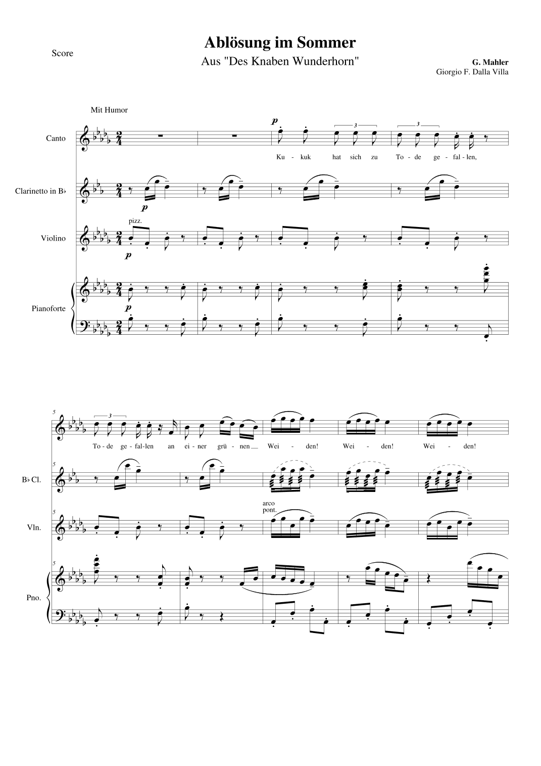 Ablösung Im Sommer (arr. Giorgio Francesco Dalla Villa)