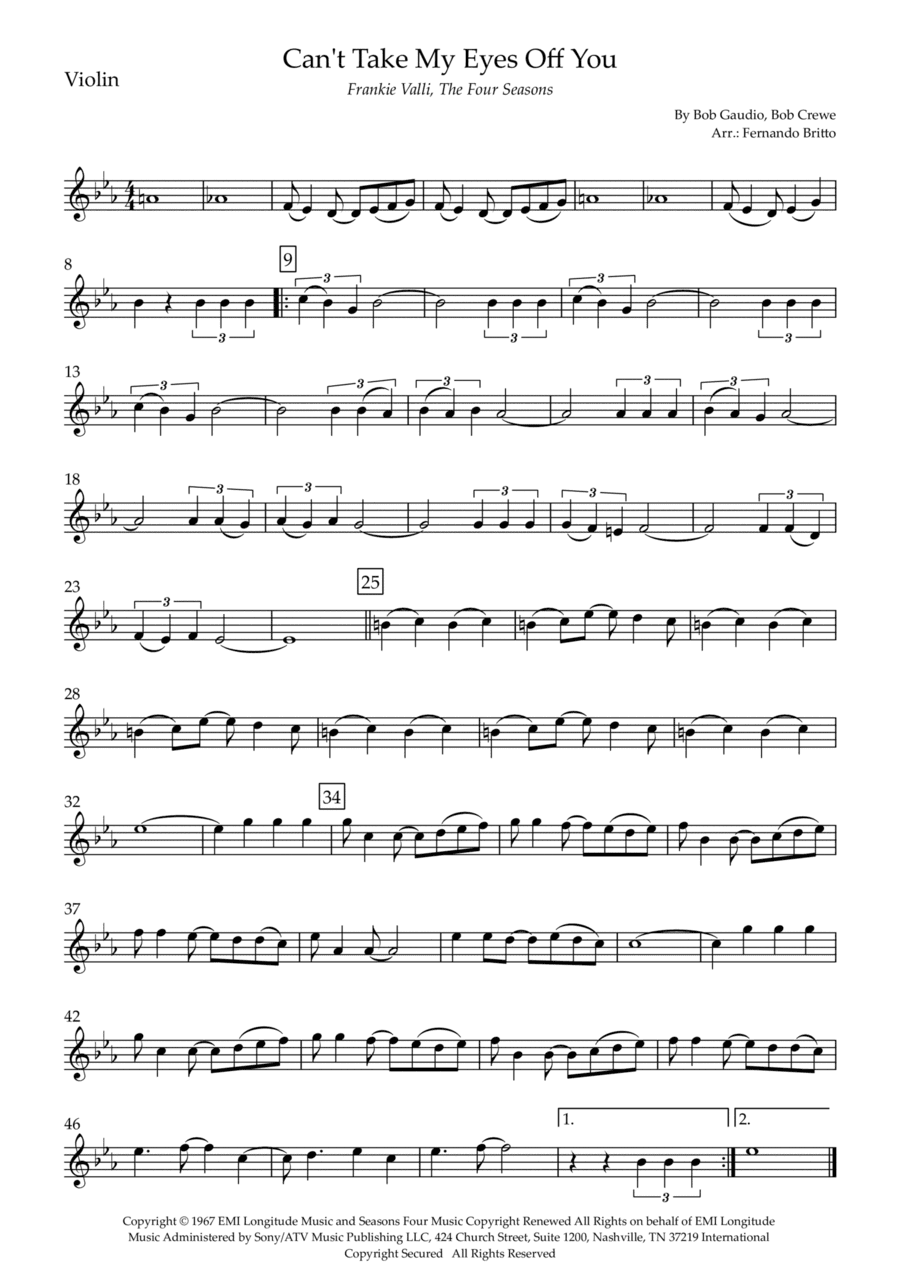 Can't Take My Eyes Off Of You (arr. Fernando Britto)