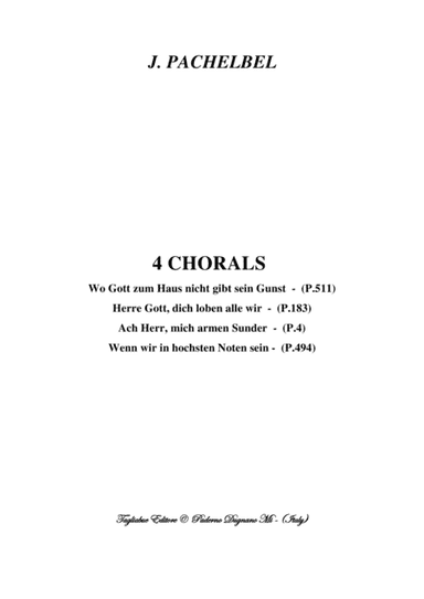 PACHELBEL - 4 CHORALS - For Organ (arr. Marcello Meneguzzo)