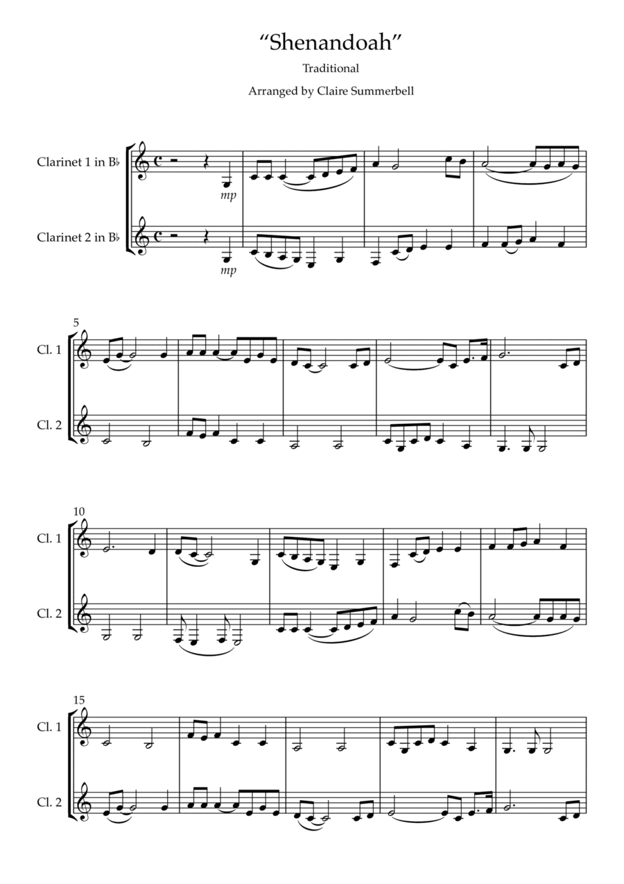 Shenandoah - Easy Clarinet Duet (arr. Claire Summerbell)