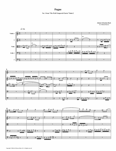 Fugue 01 from Well-Tempered Clavier, Book 2 (String Quintet) (arr. Richard Byrnes)
