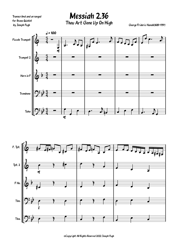 Messiah 2.36 Thou Art Gone Up On High (arr. Joseph Pugh)
