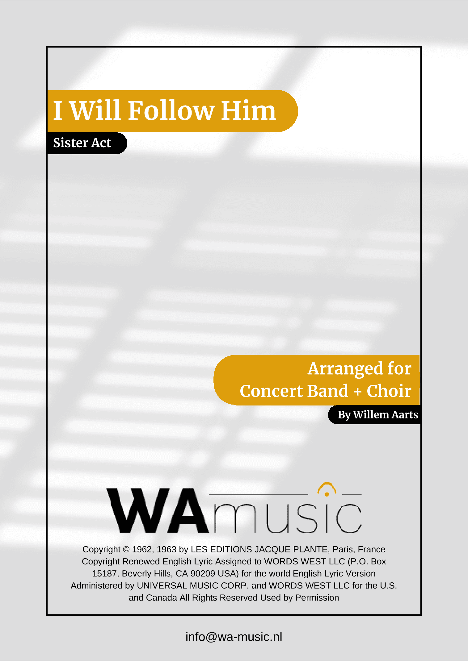 I Will Follow Him (i Will Follow You) (arr. Willem Aarts)