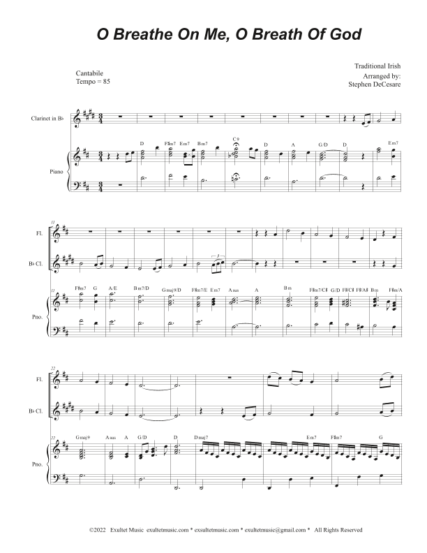 O Breathe On Me, O Breath Of God (Duet for Flute and Bb-Clarinet) (arr. Stephen DeCesare)