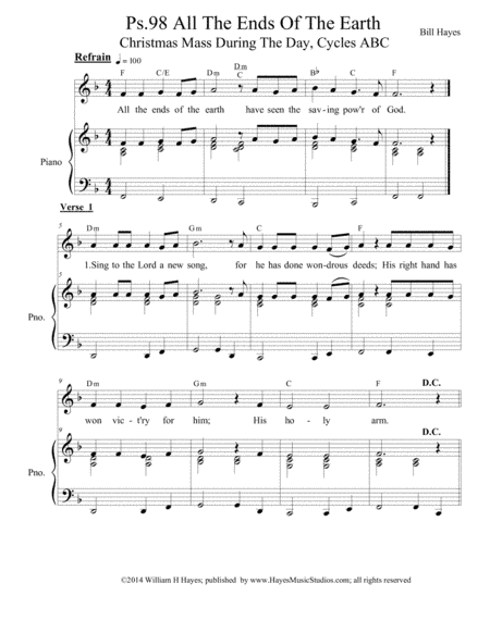 Psalm 98:  All The Ends Of The Earth (piano vocal)