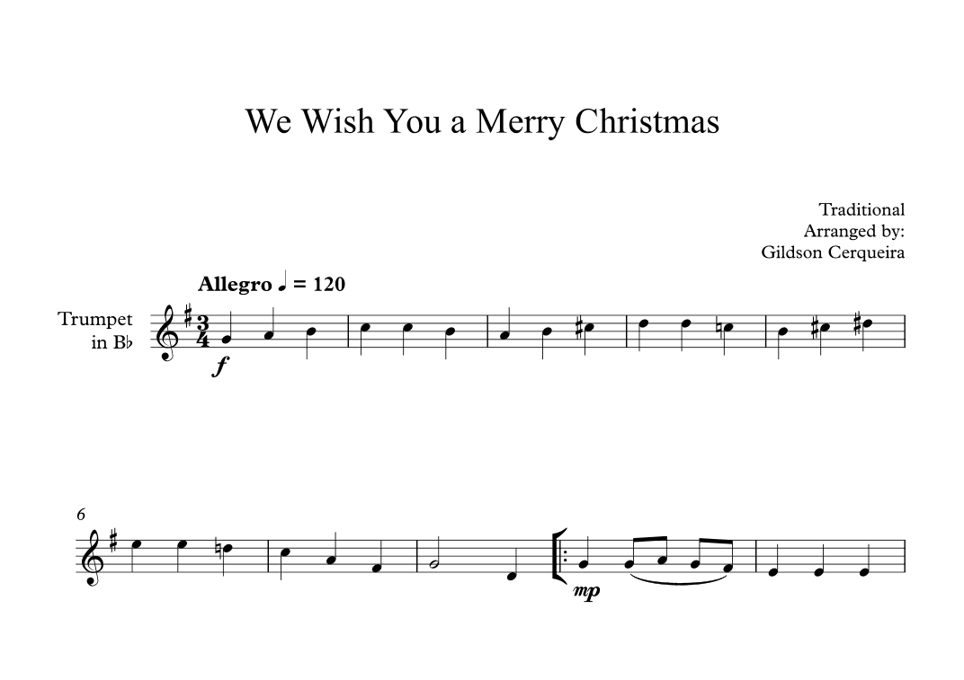 We Wish You a Merry Christmas (arr. Gildson Cerqueira)