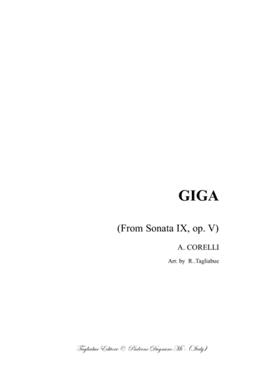 GIGA - CORELLI - From Sonata IX, Op. V - Arr. for Organ 3 staff (arr. R. Tagliabue)