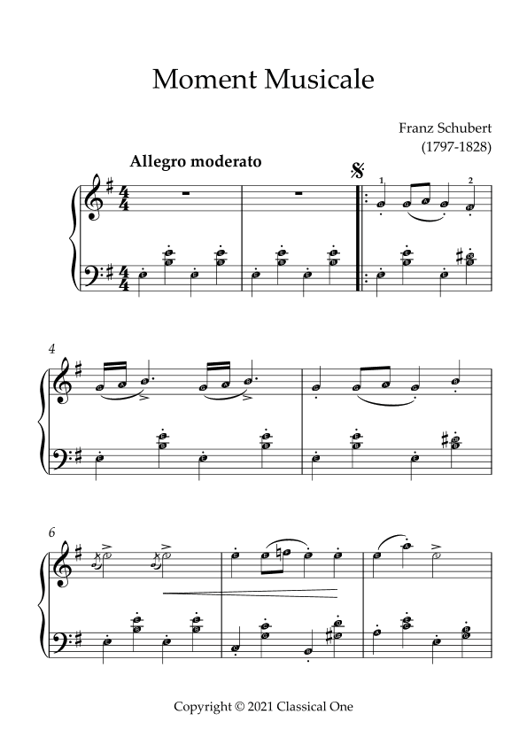 Schubert - Moment Musicale(With Note name) (arr. MPS)