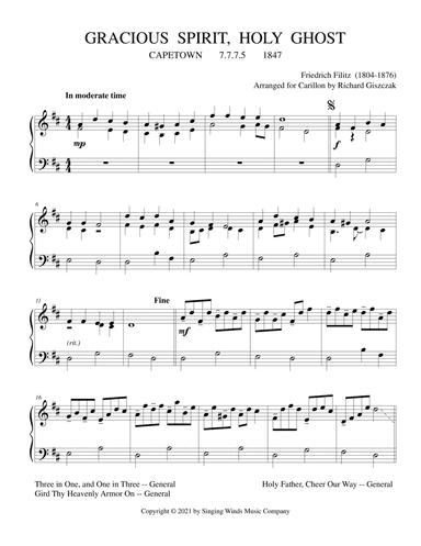 Gracious Spirit, Holy Ghost (CAPETOWN) (arr. Richard Giszczak)