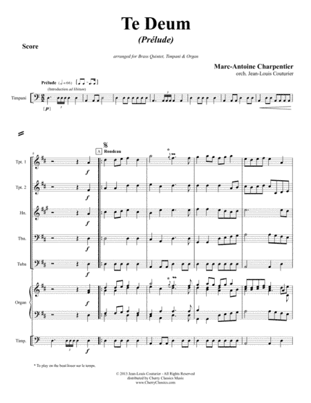 Prelude from Te Deum for Brass Quintet, Timp & Organ (arr. Couturier, Jean Louis)