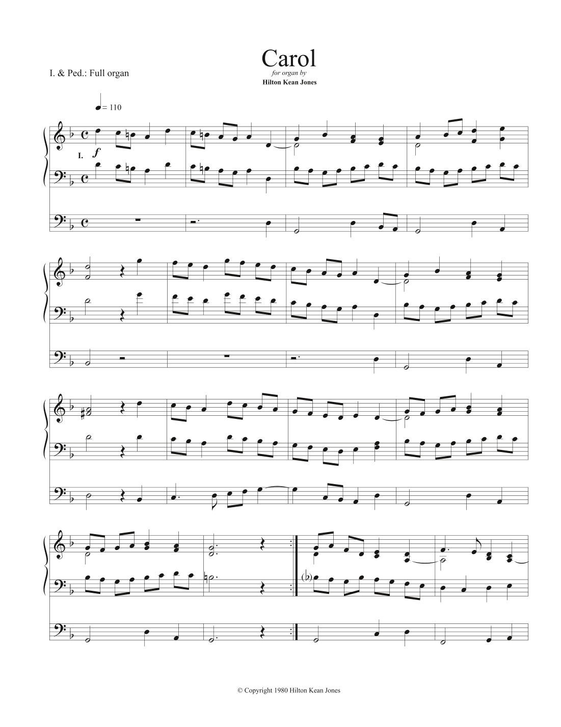 Carol for pipe organ