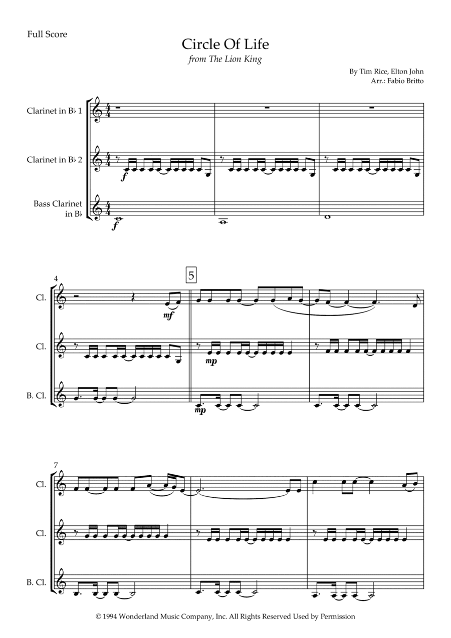 Circle Of Life (arr. Fabio Britto)