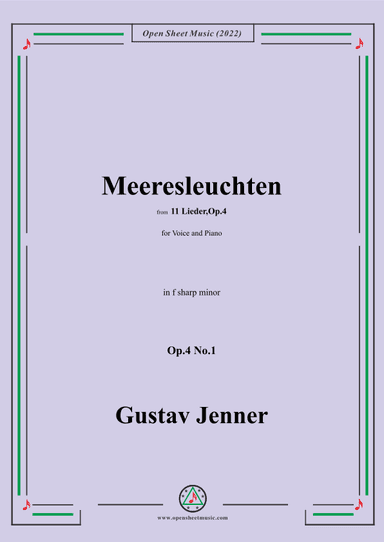 Jenner-Meeresleuchten,in f sharp minor,Op.4 No.1 (arr. OSM Press)