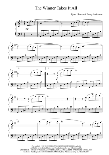 The Winner Takes It All (arr. Passoni Music)