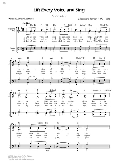 Lift Every Voice and Sing - Choir SATB - W/Chords (arr. César Madeira)