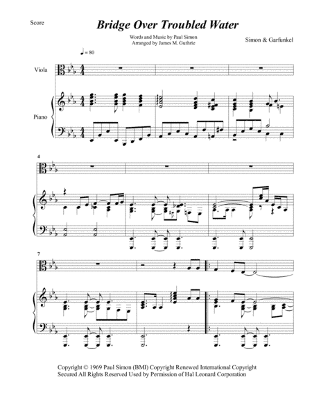 Bridge Over Troubled Water (arr. James M. Guthrie, ASCAP)