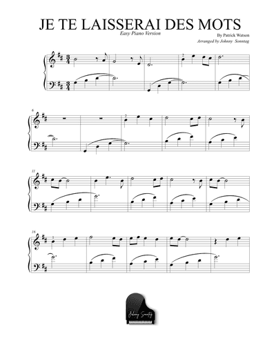 Je Te Laisserai Des Mots (arr. Johnny Sonntag)