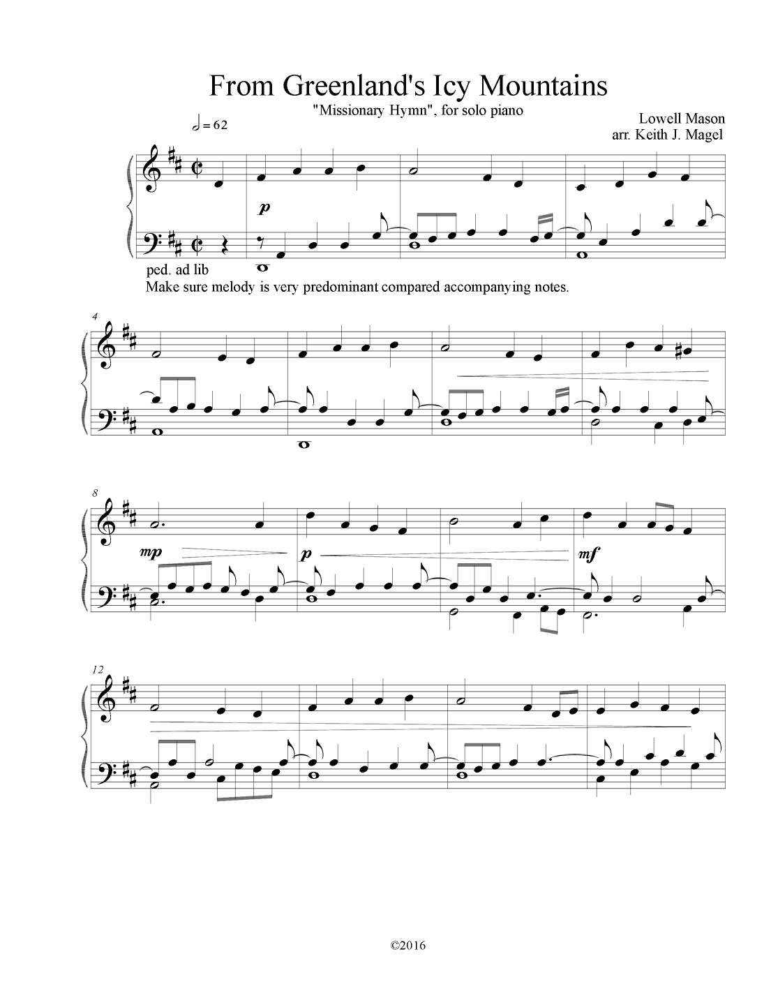 From Greenland's Icy Mountains (arr. Keith James)