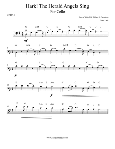 Hark! The Herald Angels Sing for Cello (arr. Chase Loeb)