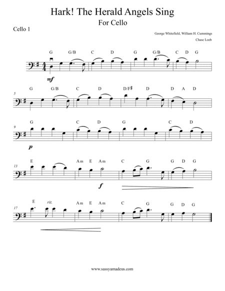 Hark! The Herald Angels Sing for Cello (arr. Chase Loeb)