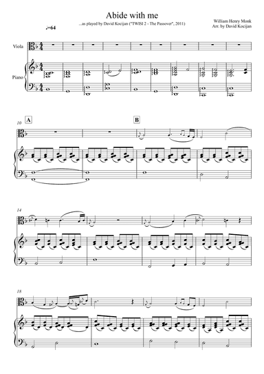 Abide with me (viola & piano) (arr. David Kocijan)