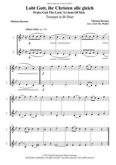 Praise God The Lord, Ye Sons Of Men (arr. Gert Th. Walter)