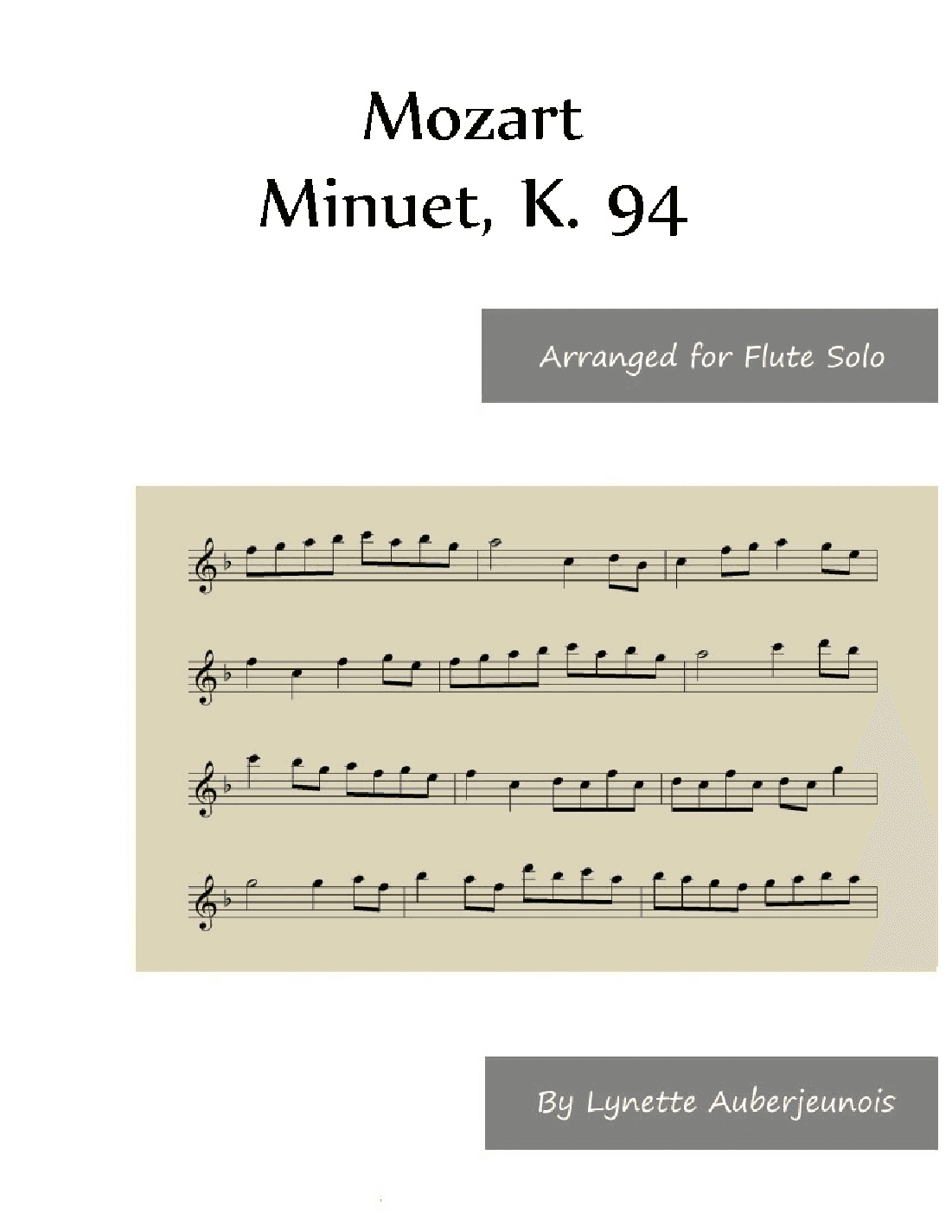 Minuet, K. 94 - Flute Solo (arr. Lynette Auberjeunois)