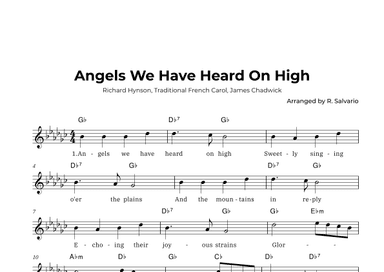 Angels We Have Heard On High (Key of G-Flat Major) (arr. R. Salvario)