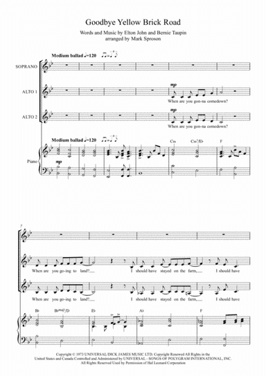 Goodbye Yellow Brick Road (arr. Mark Sproson)