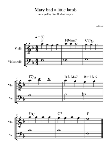 Mary had a little lamb (arr. Davi Rocha Campos)