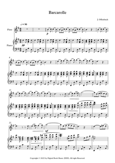 Barcarolle - Jacques Offenbach (Flute + Piano) (arr. Digital Book Music)