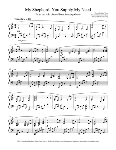 My Shepherd, You Supply My Need (arr. Pam Asberry)